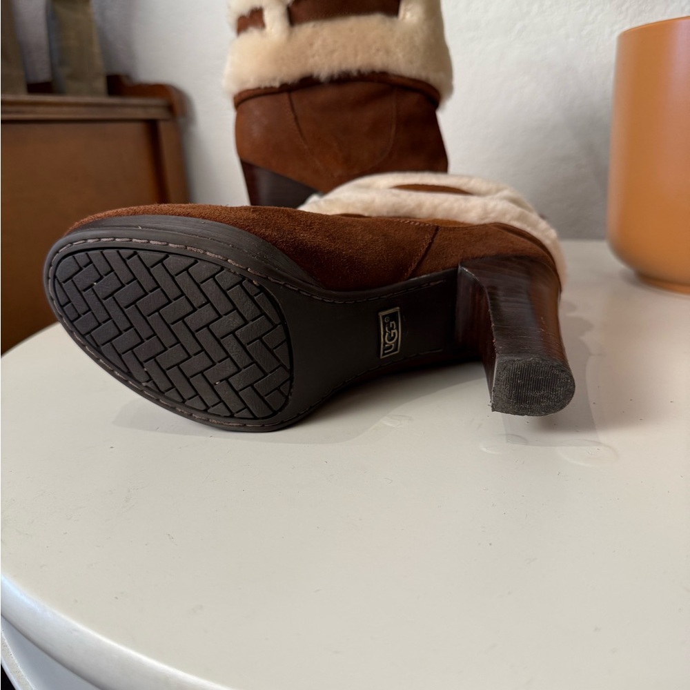 UGG Chestnut Suede Boots with Shearling Cuff - Picture 5 of 5